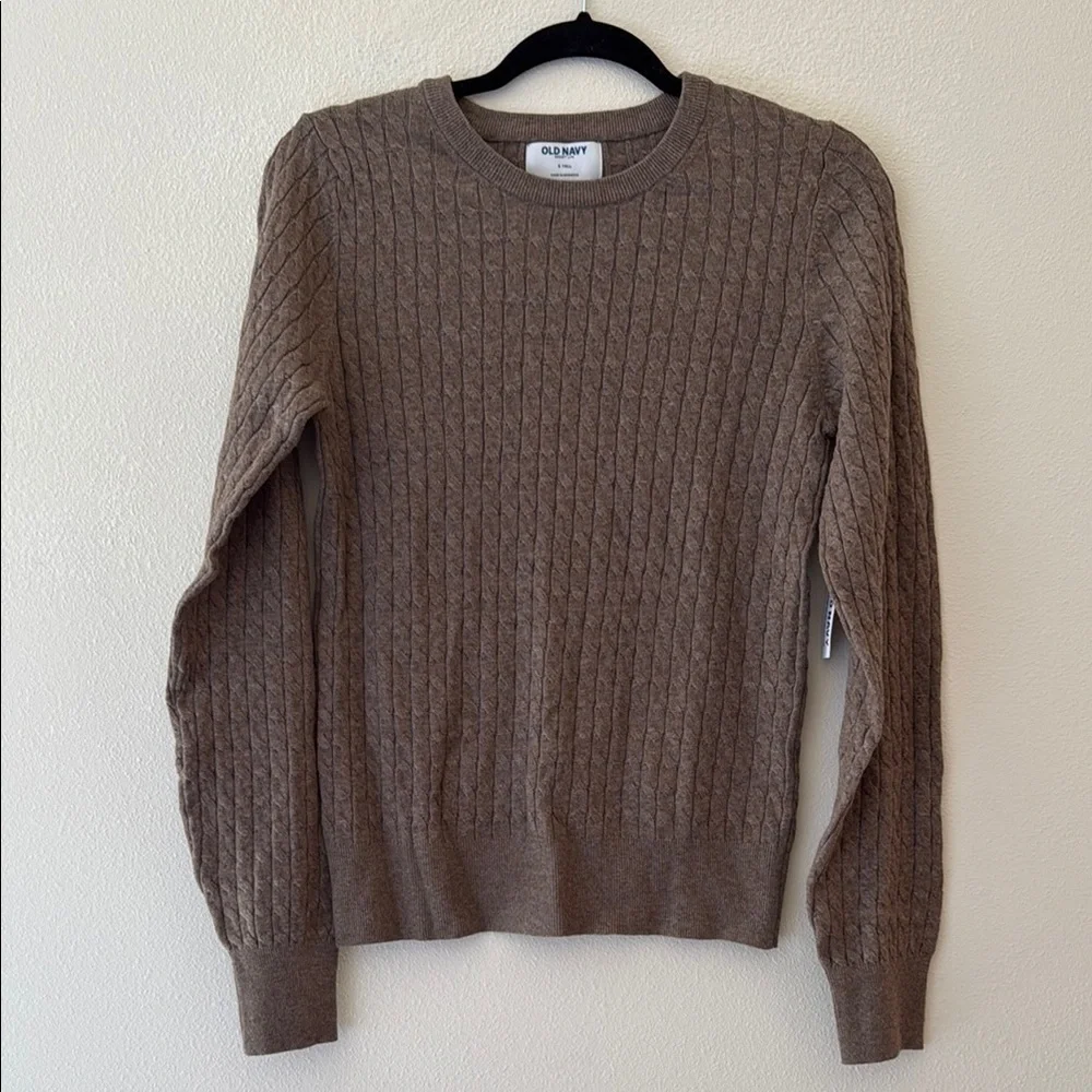 NWT Old Navy kids S TALL Brown Cable Knit preppy Sweater